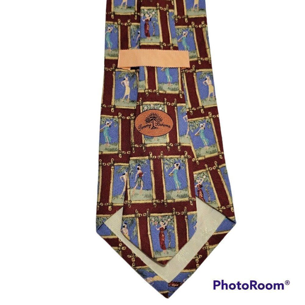 Tommy Bahama Mens Neck Tie Red Hawaiian Hula Girls Aloha Tropical All Silk USA‎ - Picture 9 of 12